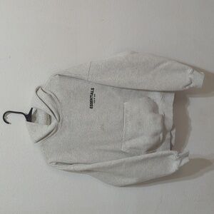 Essentials Light Gray Pullover Hoodie with Patch Logo